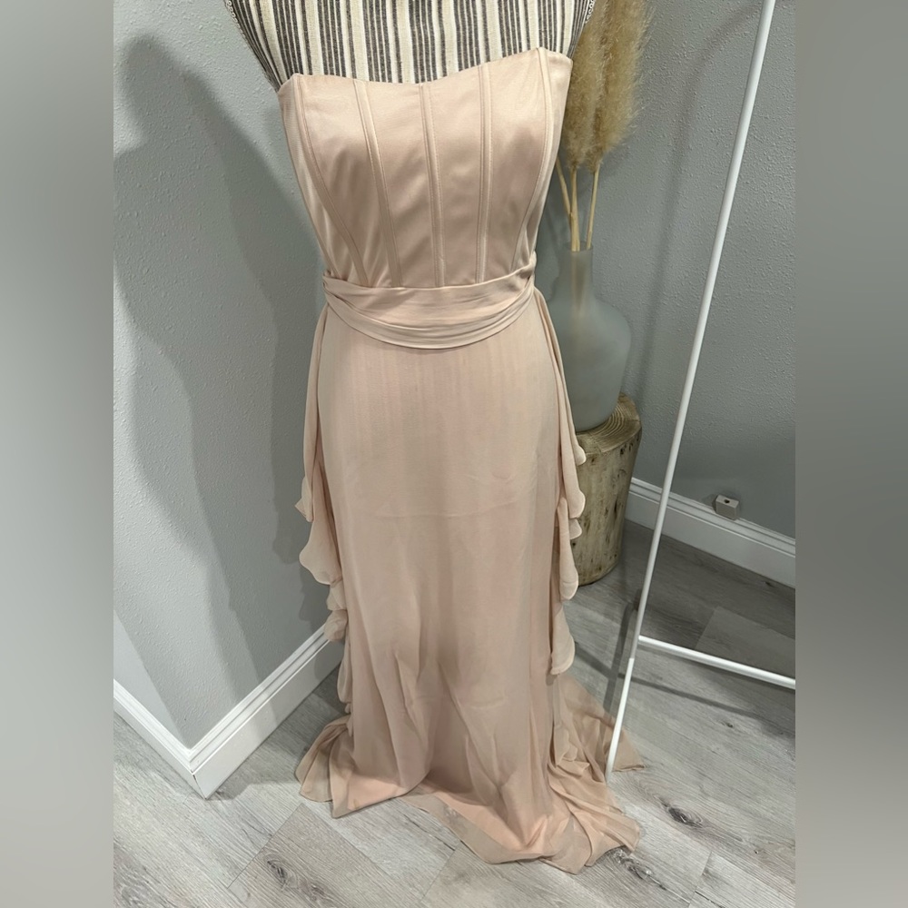 Badgley Mischka strapless bridesmaid dress